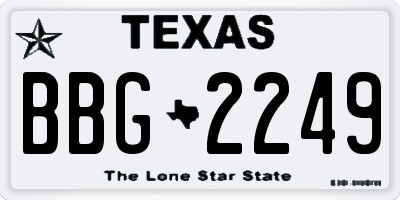 TX license plate BBG2249