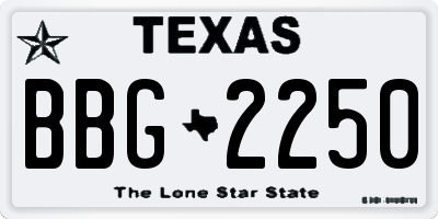 TX license plate BBG2250