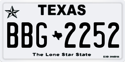 TX license plate BBG2252