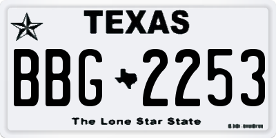 TX license plate BBG2253