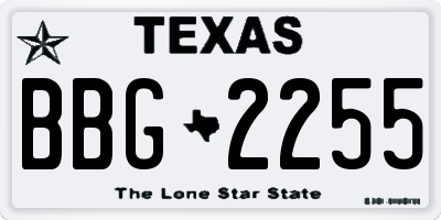 TX license plate BBG2255
