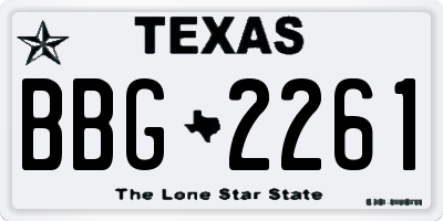 TX license plate BBG2261