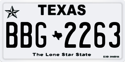TX license plate BBG2263