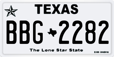 TX license plate BBG2282