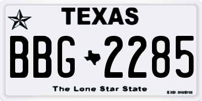 TX license plate BBG2285