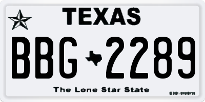 TX license plate BBG2289