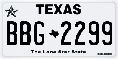 TX license plate BBG2299