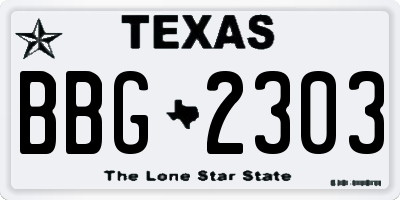 TX license plate BBG2303