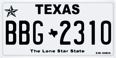 TX license plate BBG2310
