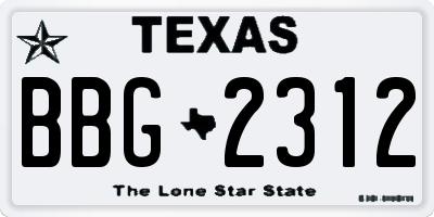 TX license plate BBG2312