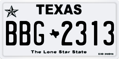 TX license plate BBG2313