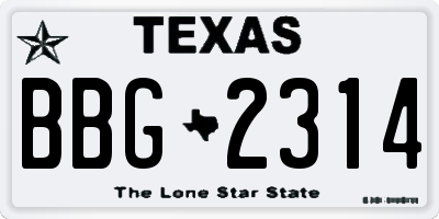TX license plate BBG2314