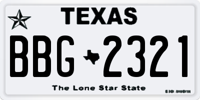 TX license plate BBG2321