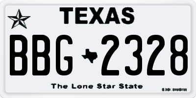 TX license plate BBG2328
