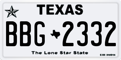 TX license plate BBG2332