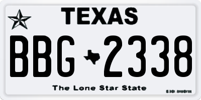 TX license plate BBG2338
