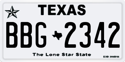 TX license plate BBG2342