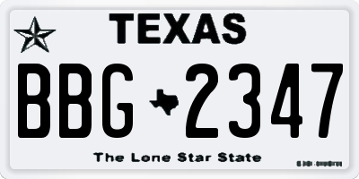 TX license plate BBG2347