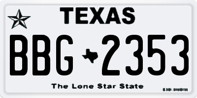 TX license plate BBG2353