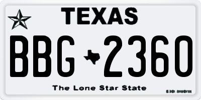 TX license plate BBG2360
