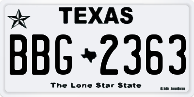 TX license plate BBG2363