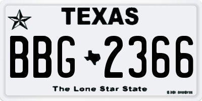 TX license plate BBG2366