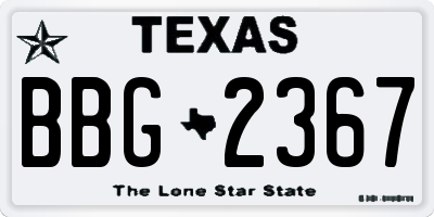 TX license plate BBG2367