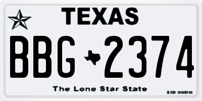 TX license plate BBG2374