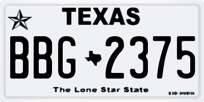 TX license plate BBG2375