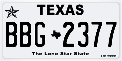 TX license plate BBG2377