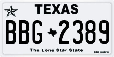 TX license plate BBG2389