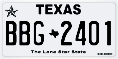 TX license plate BBG2401