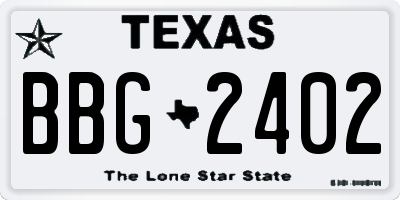 TX license plate BBG2402