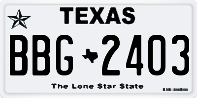 TX license plate BBG2403