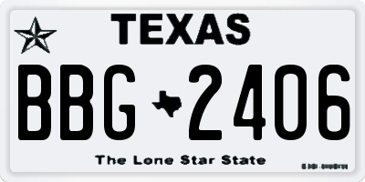 TX license plate BBG2406