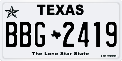 TX license plate BBG2419
