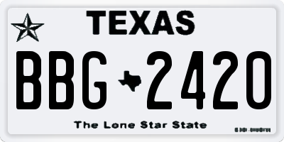 TX license plate BBG2420