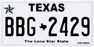 TX license plate BBG2429