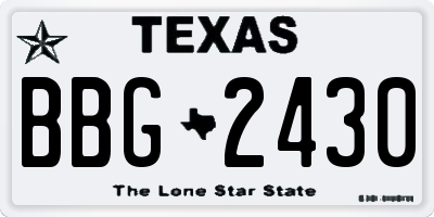 TX license plate BBG2430