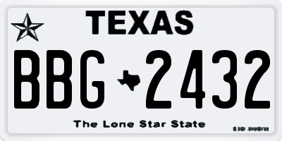 TX license plate BBG2432