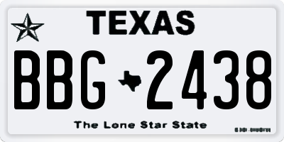 TX license plate BBG2438