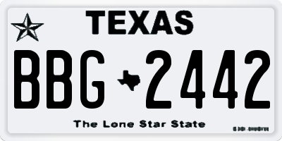 TX license plate BBG2442
