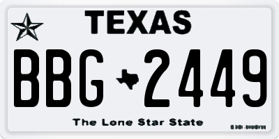TX license plate BBG2449