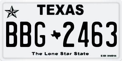 TX license plate BBG2463