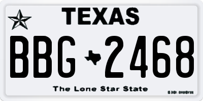 TX license plate BBG2468