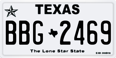 TX license plate BBG2469