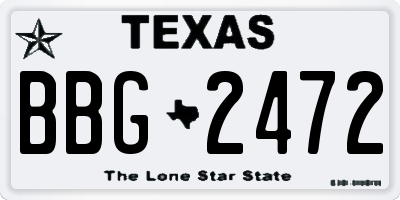 TX license plate BBG2472