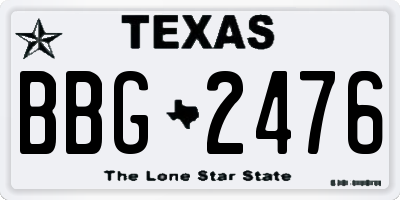 TX license plate BBG2476
