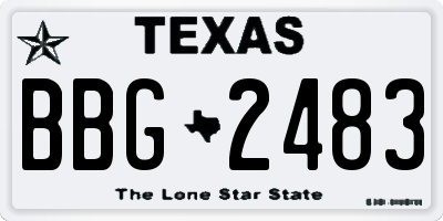 TX license plate BBG2483