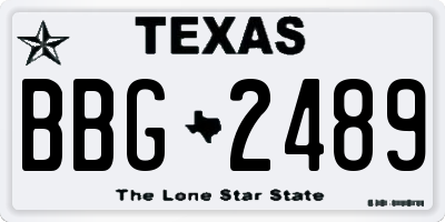 TX license plate BBG2489